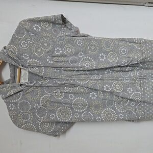 BUM Equipment short sleeve hoodie jacket grey w/ florals & pockets